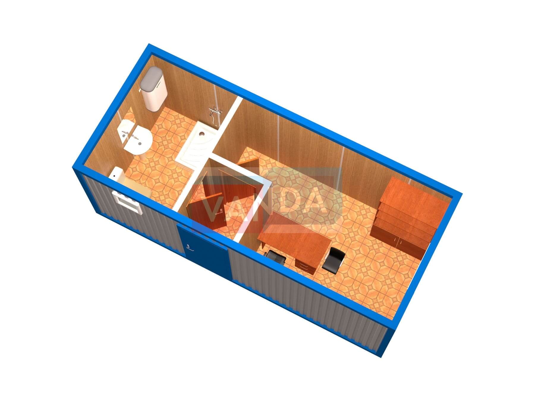 Офисный блок-контейнер с ЛДСП отделкой №8 (вариант 3)